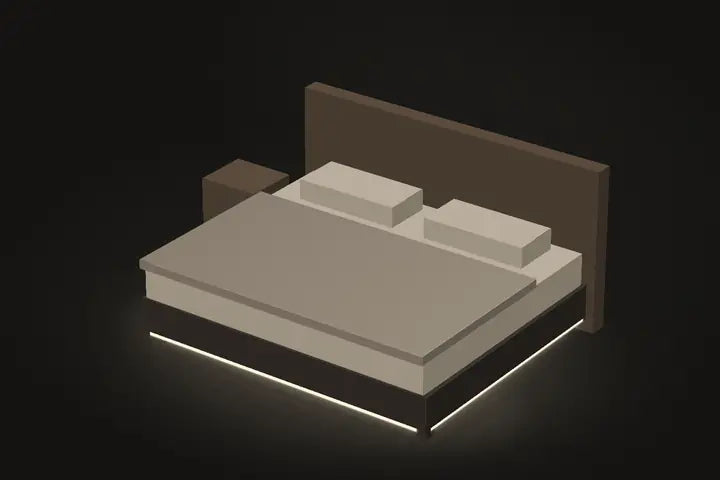 Bed with LED light underneath