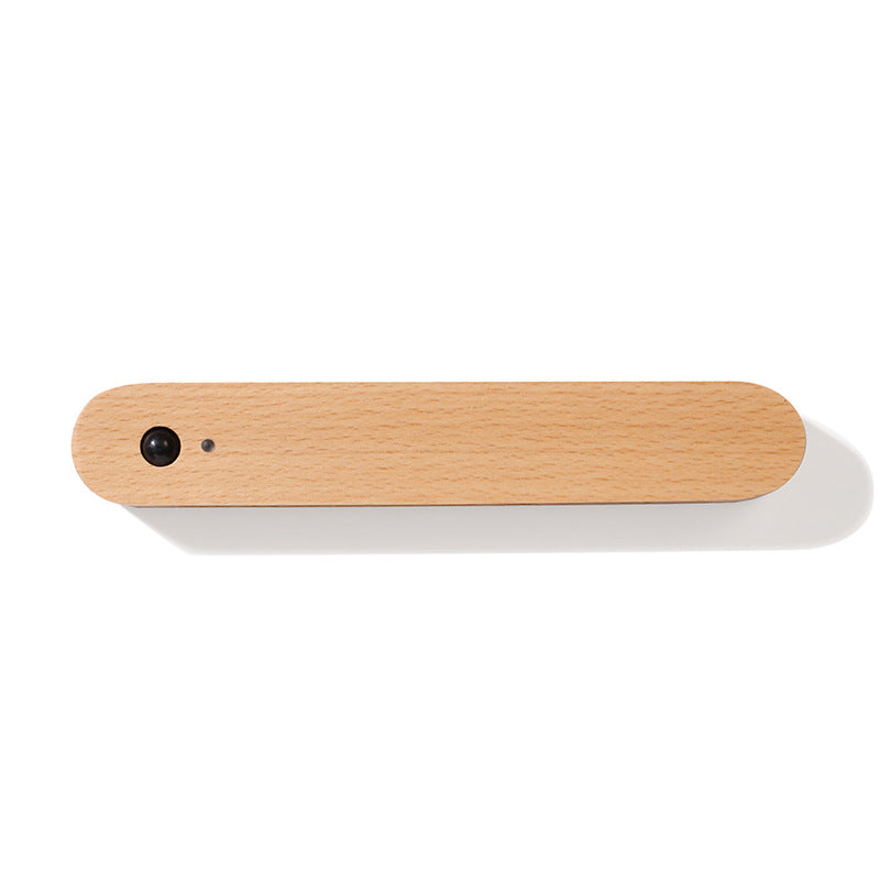 Moodly Entry beech wood sensor light on a white background
