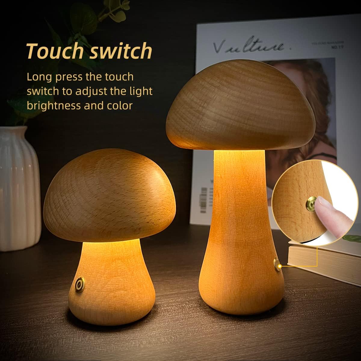 Moodly Morel – Wooden Mushroom Night Light