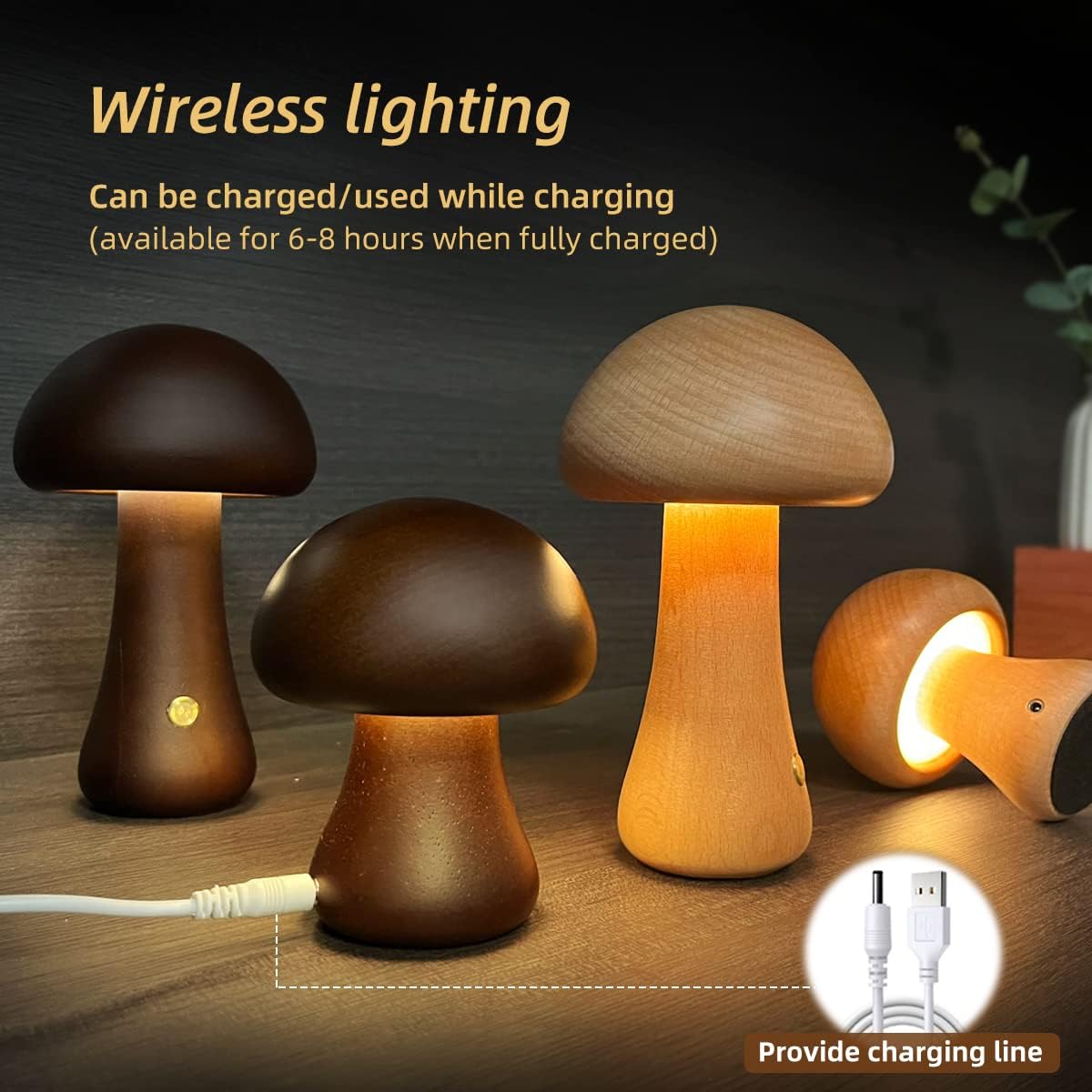 Moodly Morel – Wooden Mushroom Night Light