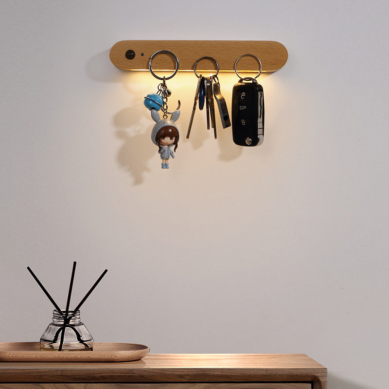 Moodly Entry – Wooden Motion Sensor Light with Key Hook