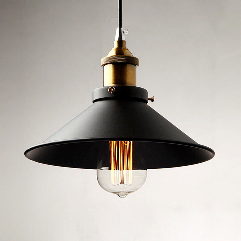 Moodly Loft black metal pendant light with a brass-coloured socket