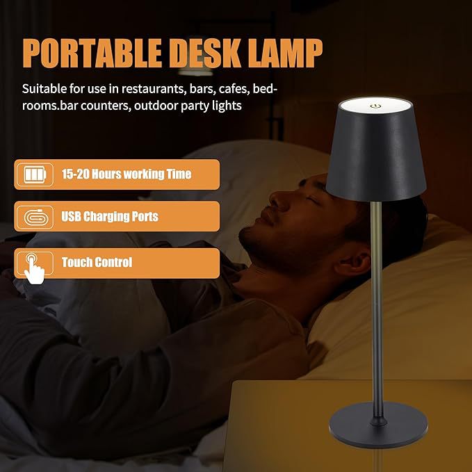 Moodly Roam portable table lamp with USB charging and touch control
