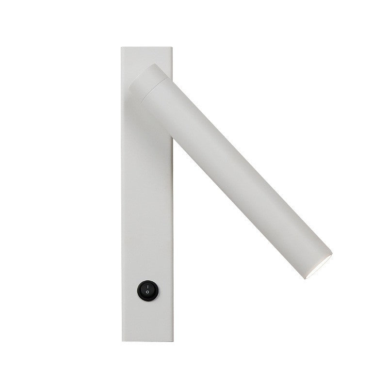 White Moodly Beam wall reading light with a switch on the plate